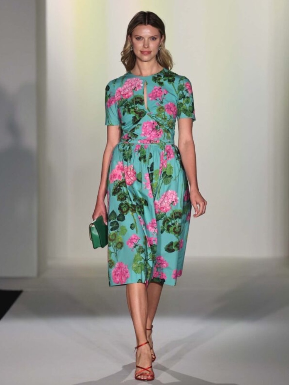 Oscar de la Renta (NWT) Twist Front Cotton Poplin Midi Dress